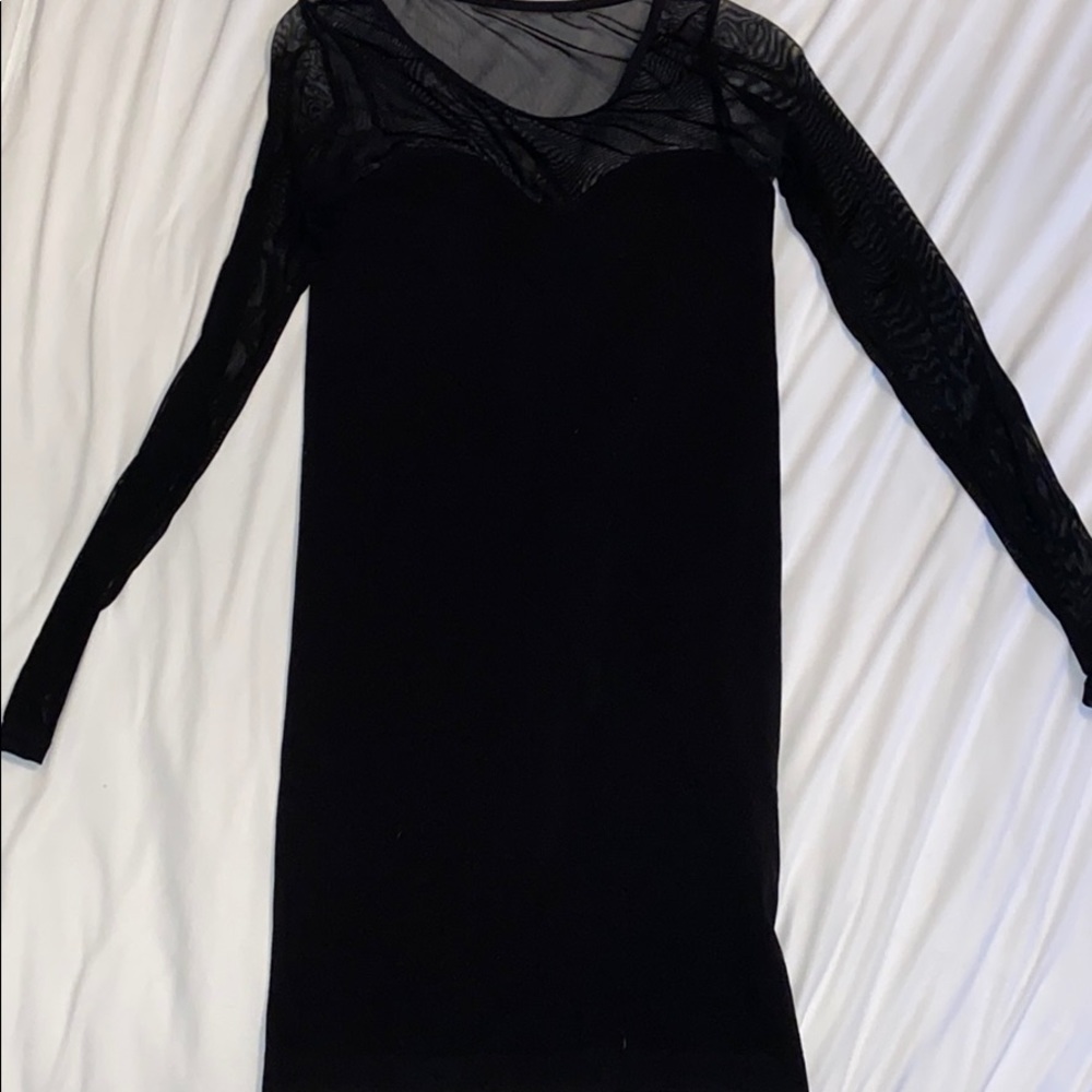 Bebe Sweetheart Mesh Black Dress